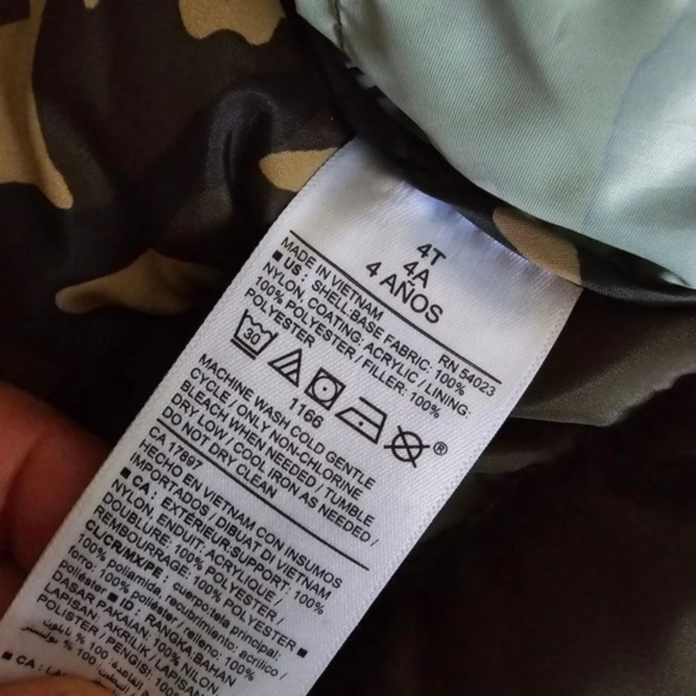 Old Navy Boys Navy Blue Camo Lined Puffer Jacket Size 4T‎